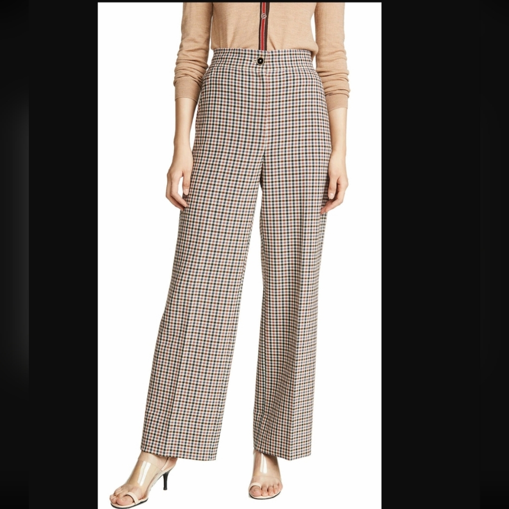 Authentic Excellent Pair of Plaid Tory Burch Trousers / Wide Leg Pants Sz 4